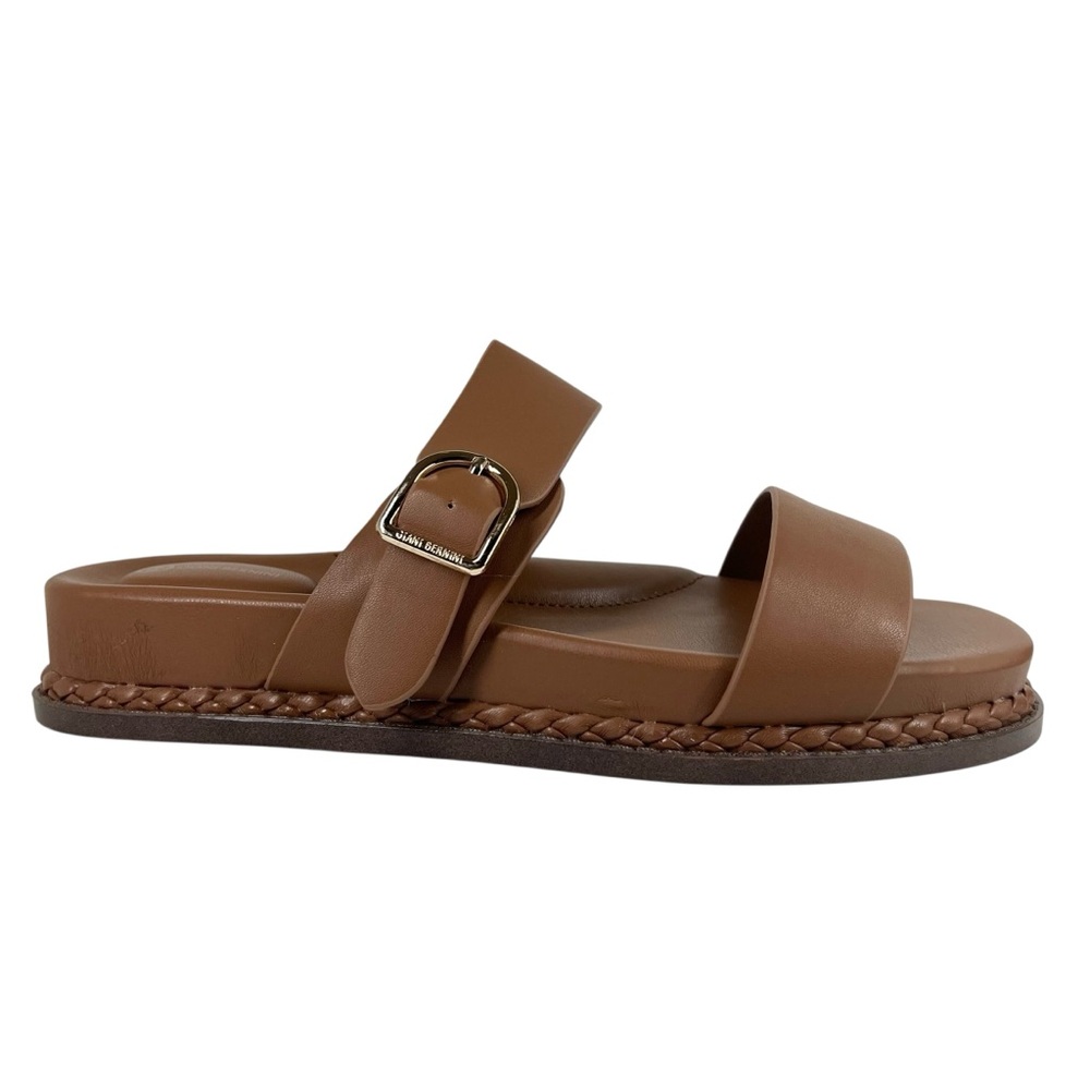 Giani Bernini Gianaa Slip-On Double Strap Footbed Sandals Acorn Brown Size 8.5M